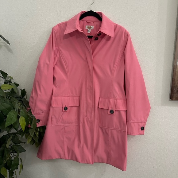 Talbots rain trench coat beautiful pink chic Sz 12 ☔️ 🌧️ upgrade your look - Picture 1 of 5